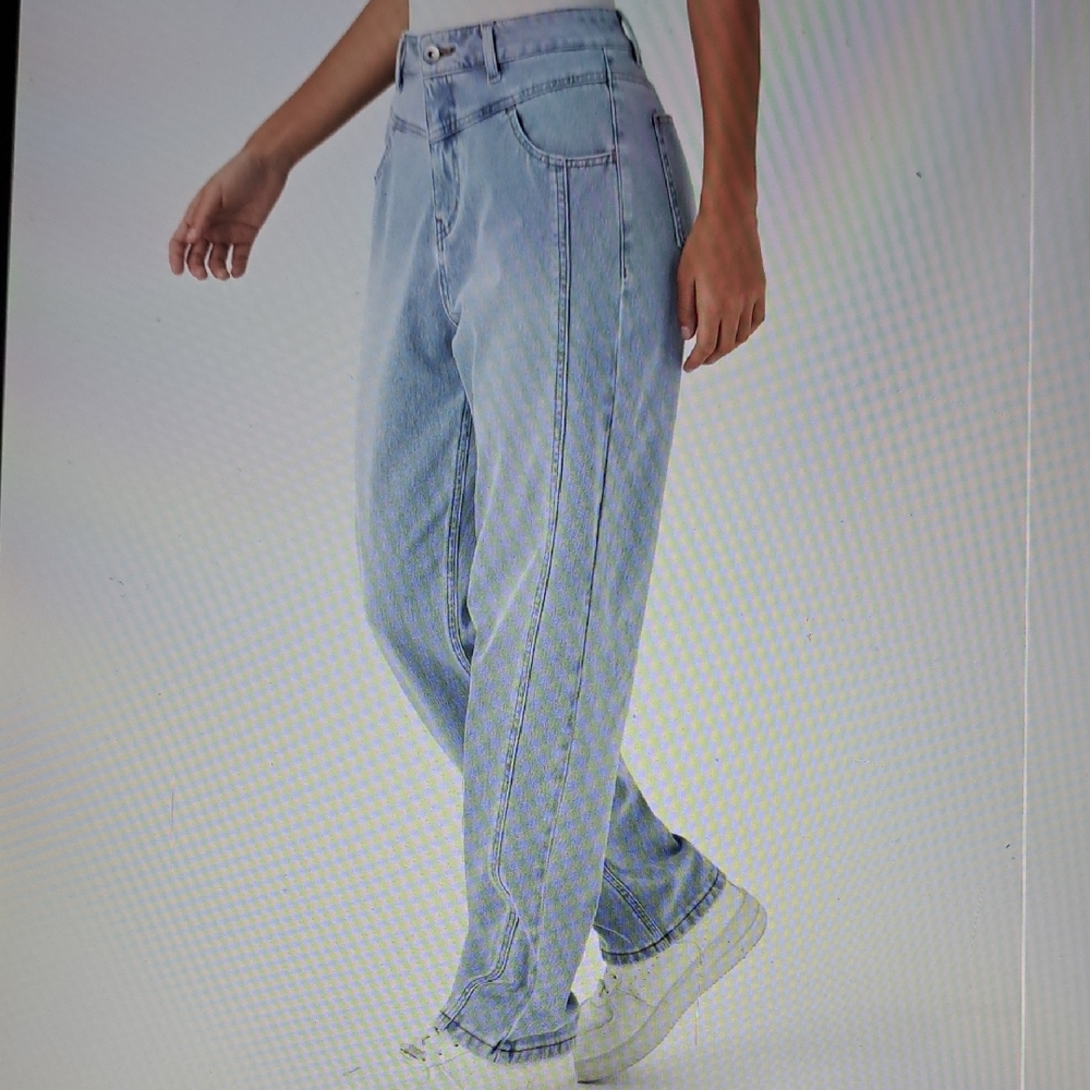 LARGE    HALARA ZIPPER / POCKETS DETAILED WASHED DISTRESSED JEANS